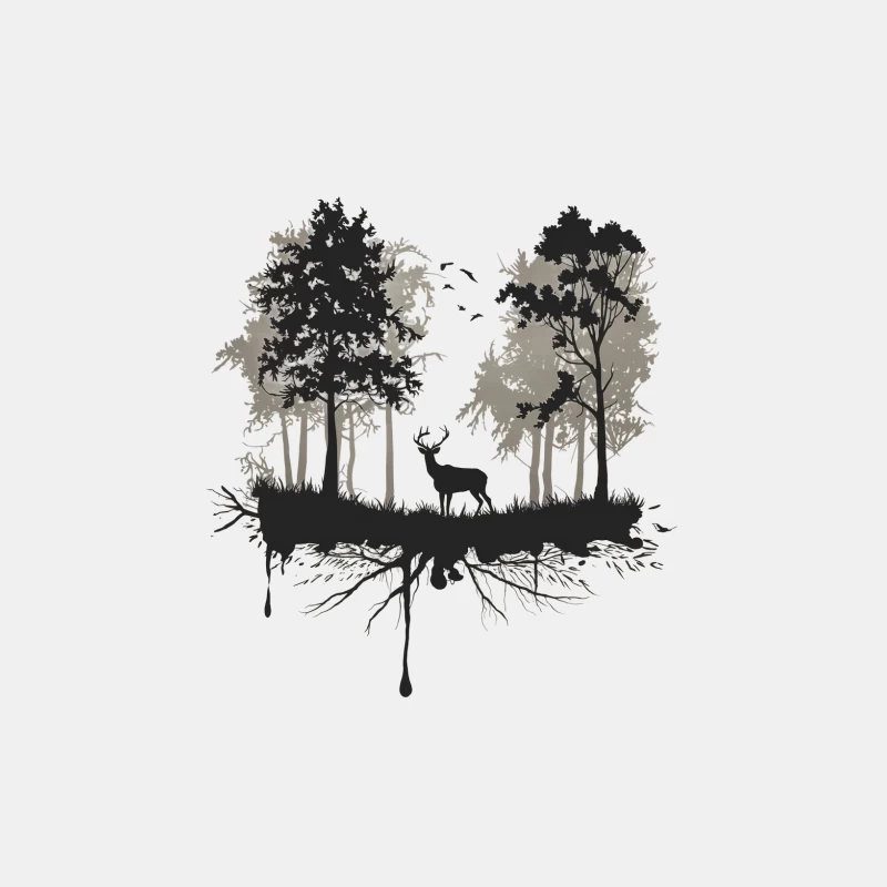 Abstract Forest Silhouette with Deer and Trees Male Tank Top