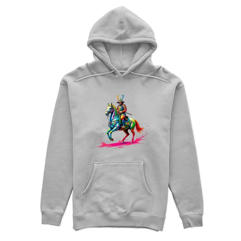 Colorful Samurai on Horseback Female Pullover Hoodie