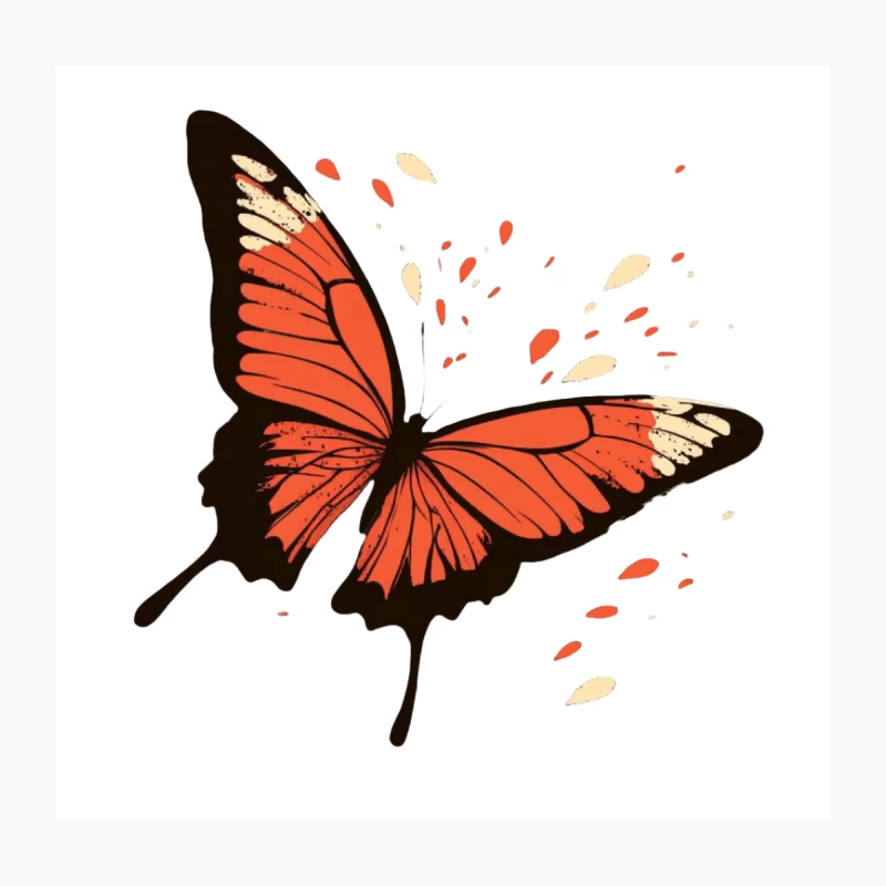 Artistic Orange Butterfly Illustration Throw Pillow