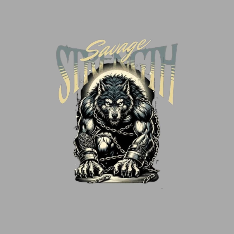 Savage Strength: Chained Werewolf Dark Art Male Pullover Hoodie