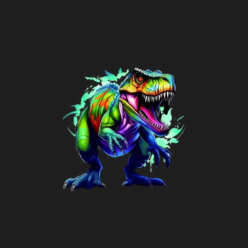 Bunter T-Rex, Dinosaurier-Kunstwerk, Lebendig Herren Tanktops