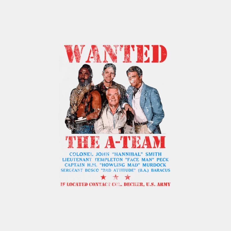 Vintage Wanted Poster of The A-Team TV Show Characters Male Tank Top