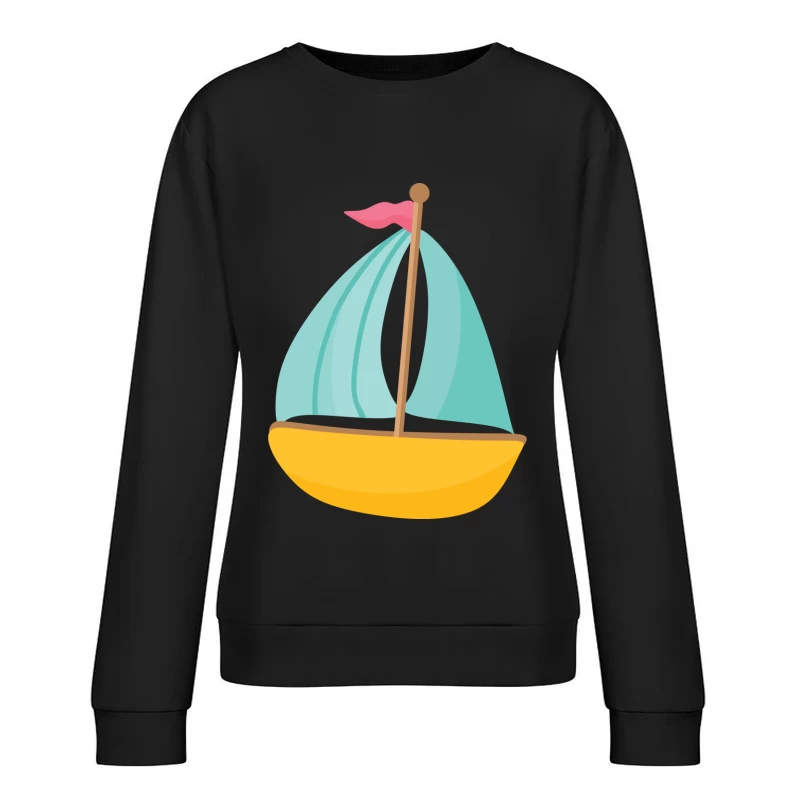 Bateau à voile jaune avec drapeau rose Femme Sweat-shirt à enfiler