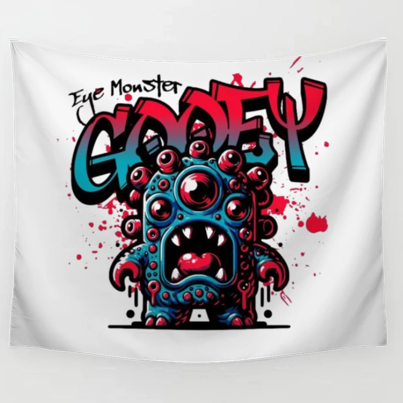 Eye Monster Graffiti Character in Urban Art Style Tapestry