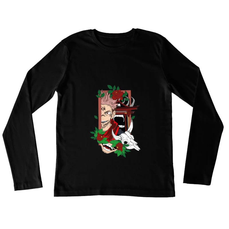 König des Fluchs mit Blumen Damen Langarm T-Shirt