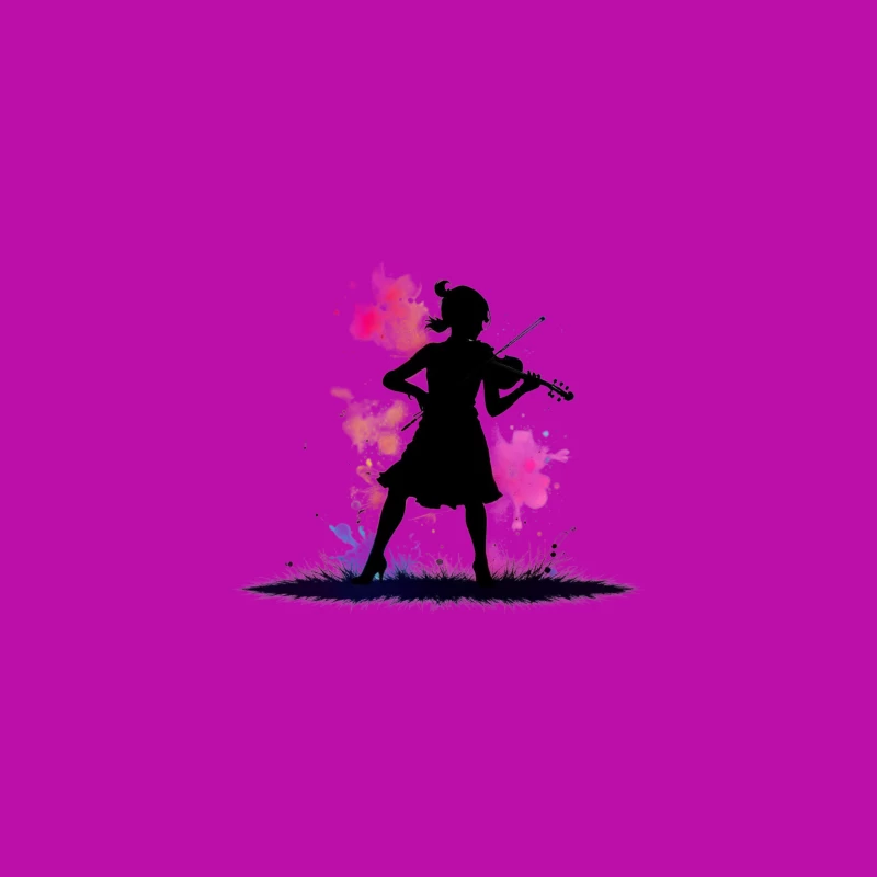 Colorful Silhouette of a Girl Playing Violin Desk Mat