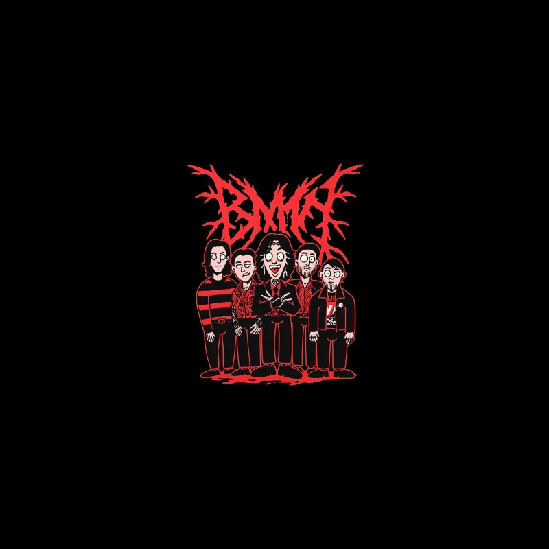 Gothic Rock Band Cartoon in Red and Black Style Desk Mat