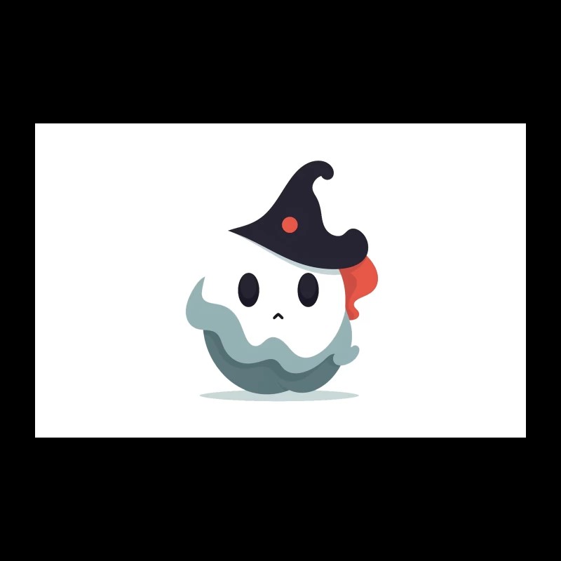 Cute Cartoon Ghost with Witch Hat Travel Mug