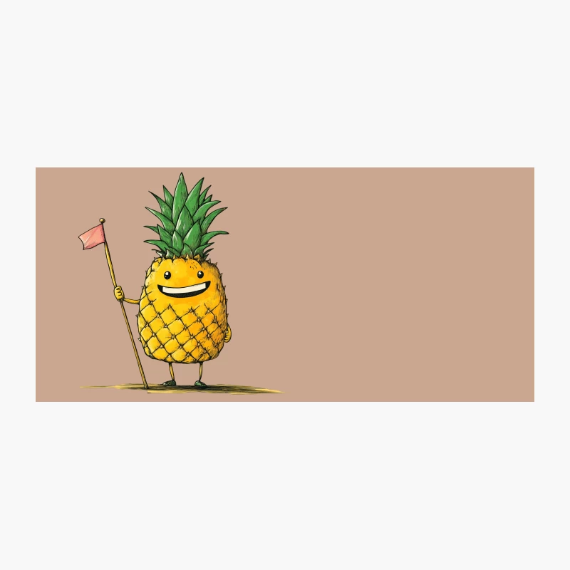 Cheerful Anthropomorphic Pineapple with Flag Coffee Mug