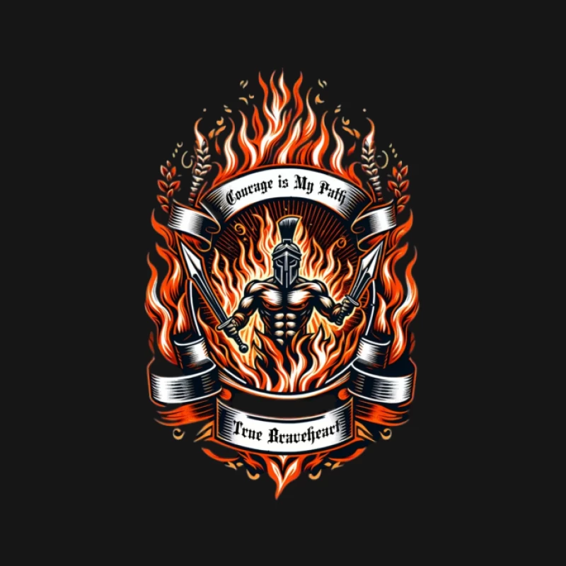 Mutiger Krieger im Flammenmotiv Herren T-Shirt