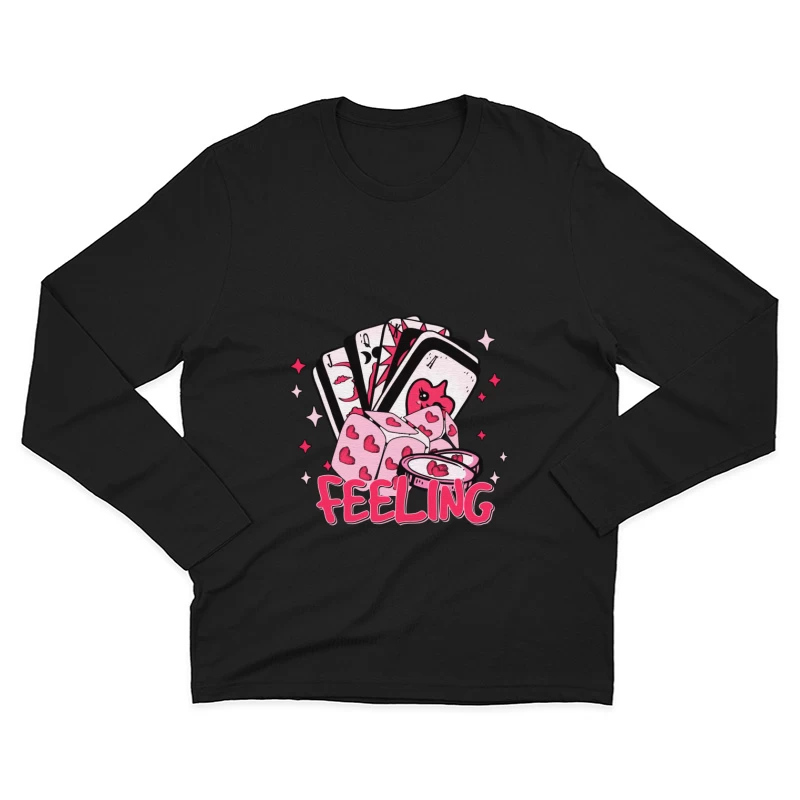 Pokerherz und Glückswürfel Herren Langarm T-Shirt
