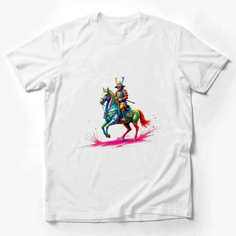 Colorful Samurai on Horseback Male T-Shirt