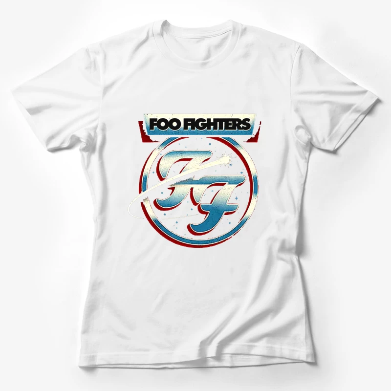 Foo Fighters Classic Circular Band Logo in Red and Blue Female T-Shirt