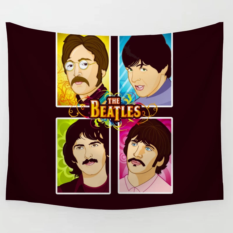The Beatles Illustrated Portraits Tapestry