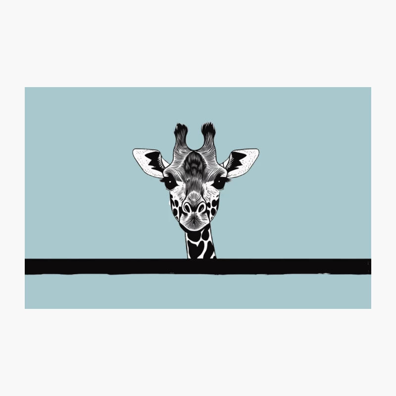 Minimalist Black and White Giraffe Portrait: Artistic Wildlife Graphic Travel Mug