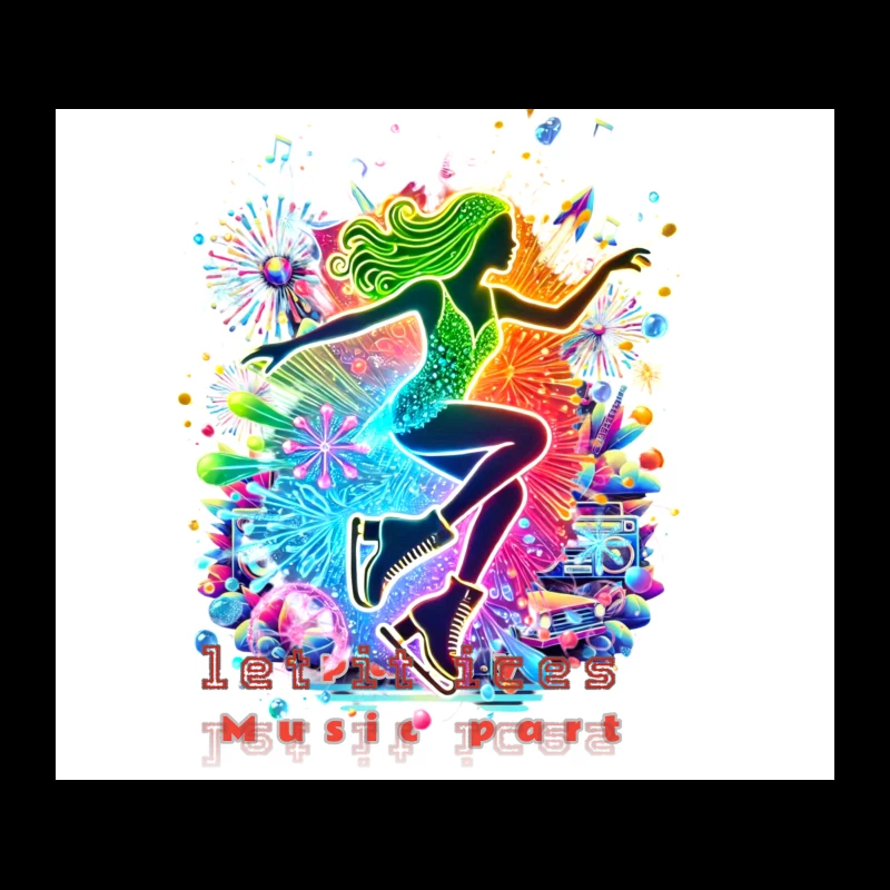 Neon ice skater girl Silhouette with Retro Music Vibes Tapestry