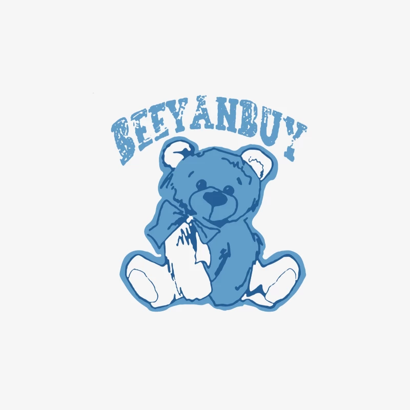 Blauer Teddybär Illustration Herren Langarm T-Shirt
