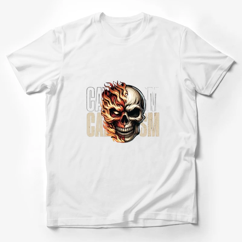 Burning Skull Gothic Flame Design Male T-Shirt