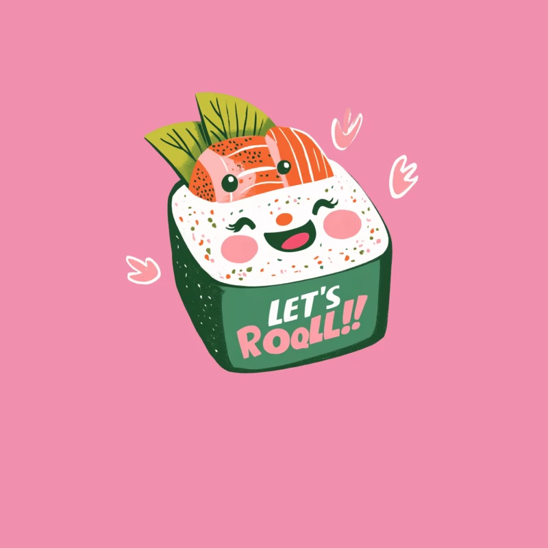 Cute Cartoon Sushi Roll Illustration Female T-Shirt