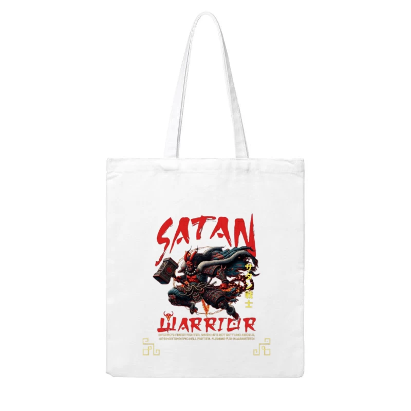 Satan Warrior - Dark Japanese Demon Samurai Art Cotton Tote Bag