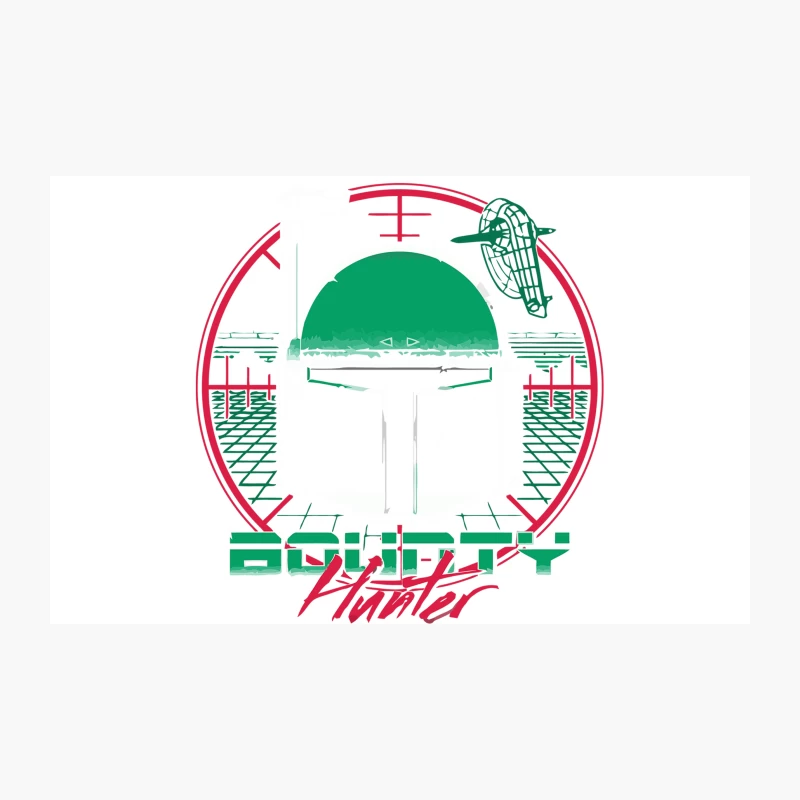 Futuristic Bounty Hunter Logo with Circular Design Travel Mug