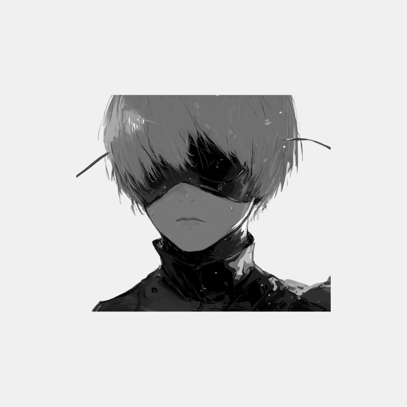 NieR:Automata Mysterious Monochrome Anime Character with Blindfold Male Tank Top