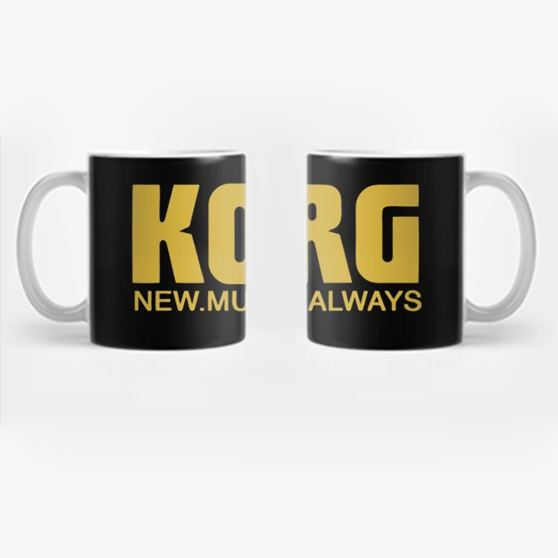 Korg Music Equipment Brand Logo in Yellow Coffee Mug