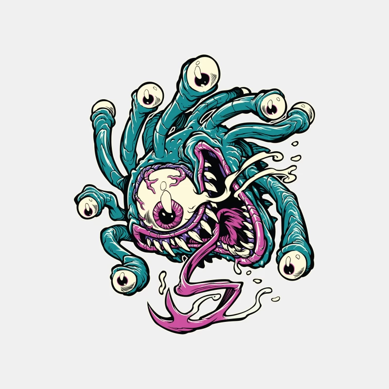 Colorful Cartoon Monster with Tentacles and Eyes Male Tank Top