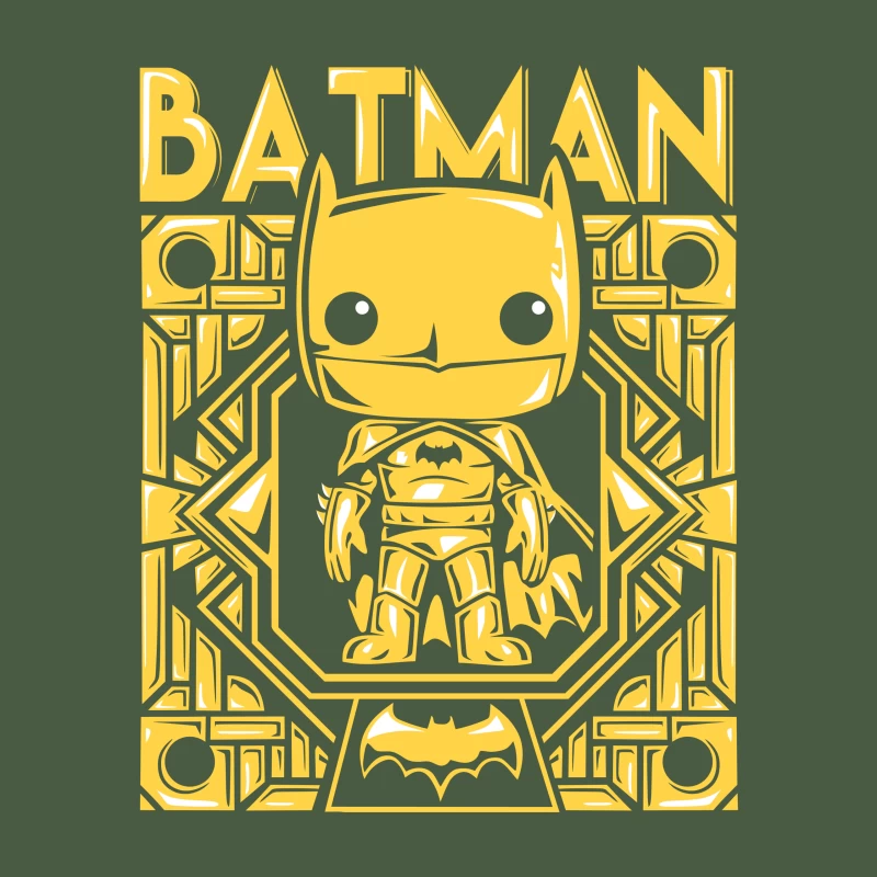 Funko Pop Batman Character Design in Yellow Throw Pillow