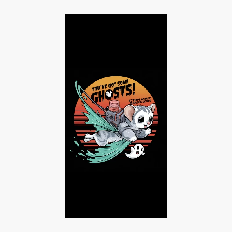 Cute Cat Ghost Hunter with Proton Pack in Retro Cartoon Style iPhone Case