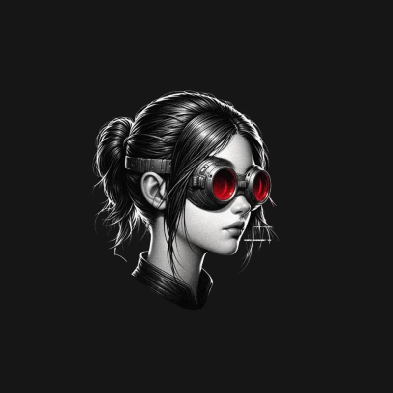 Monochrome Portrait with Red Steampunk Goggles Mouse Pad