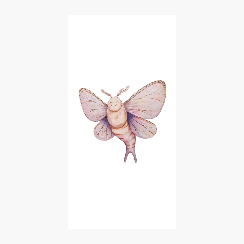 Whimsical Watercolor Moth Illustration with Cute Smile iPhone Case
