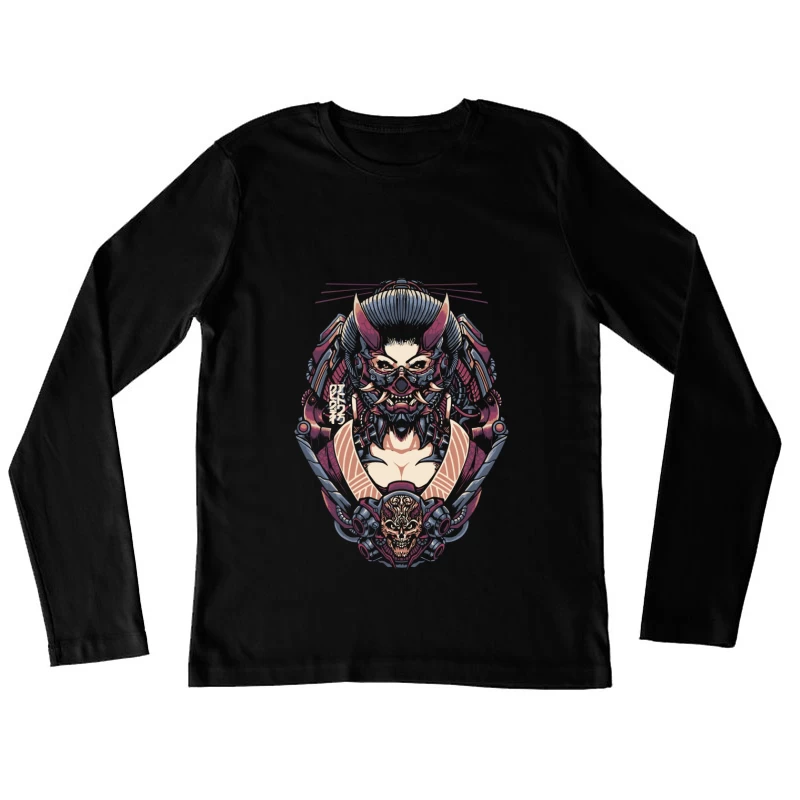 Cyberpunk Samurai Robotic Fantasy Art Female Long Sleeve T-Shirt