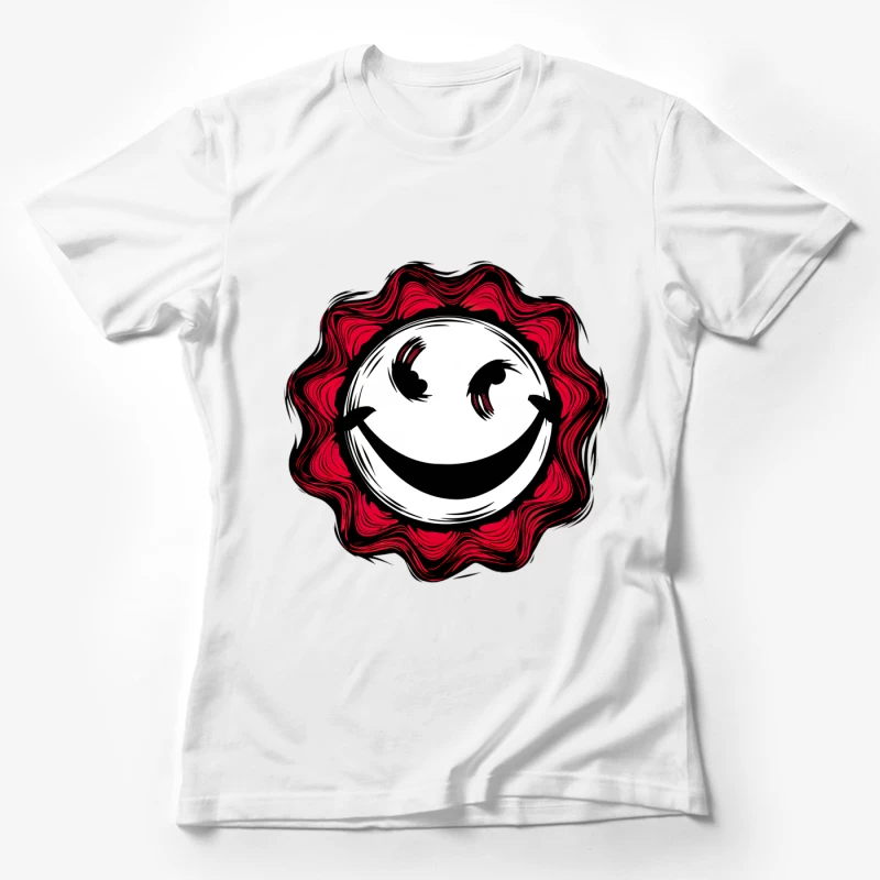 Visage souriant avec un motif à rayons Femme T-Shirt