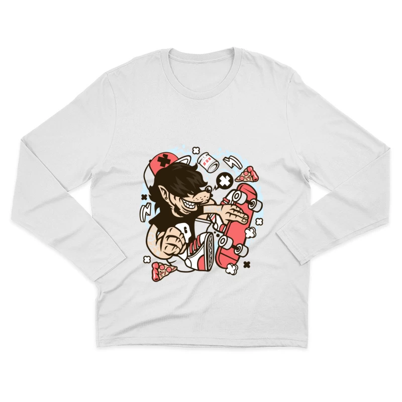 Skateur rebelle avec accessoires Homme Manches Longues T-Shirt