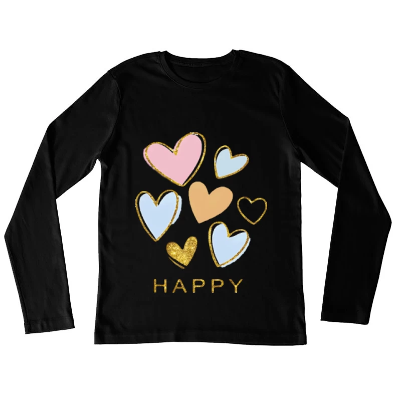 Glücklicher Herzregen Damen Langarm T-Shirt