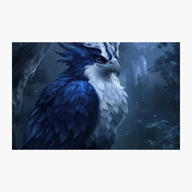 Majestic Blue Phoenix in Enchanted Midnight Forest Travel Mug