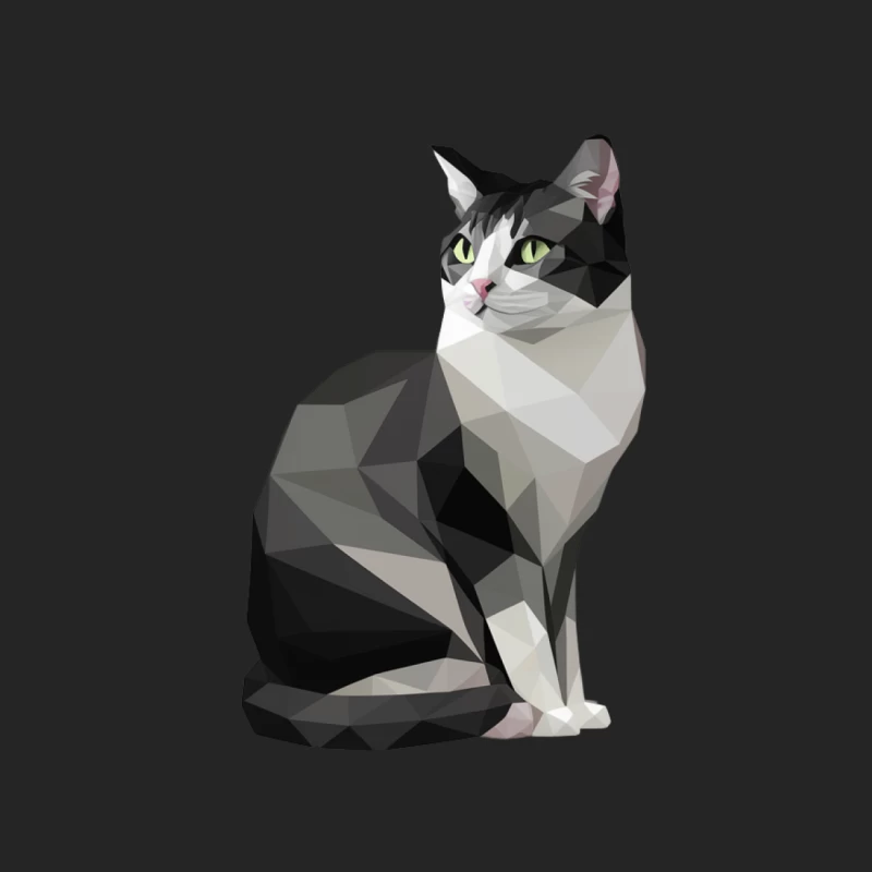 cat geometric low poly digital art monochrome pet animal Female Pullover Sweatshirt