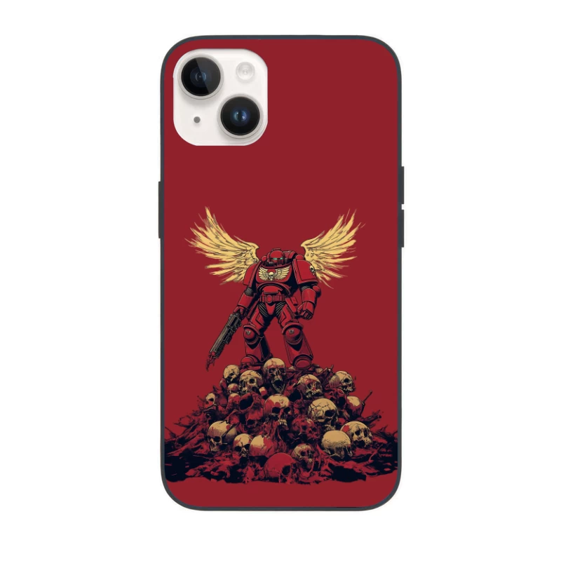 Blood Angels Space Marine Triumphant Over Pile of Skulls iPhone Case