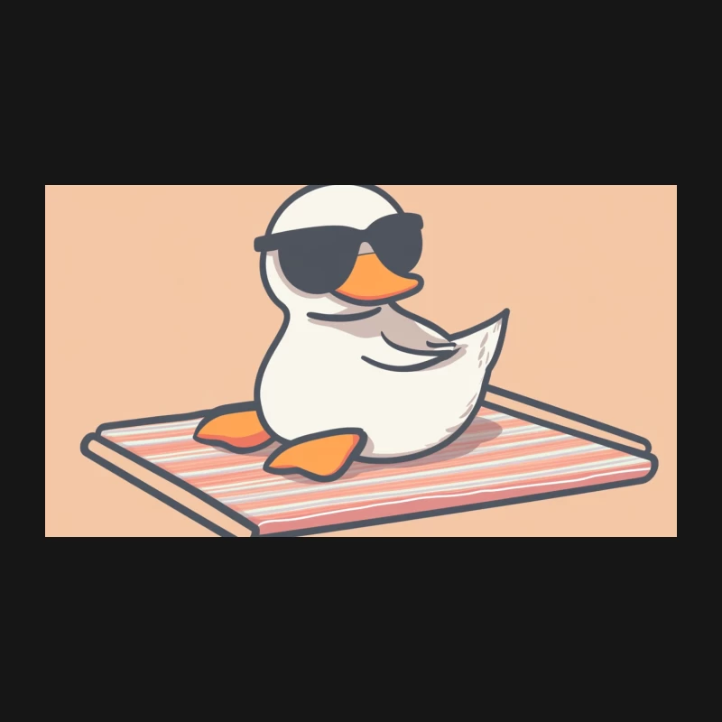 Cute Cartoon Duck Relaxing with Sunglasses on Beach Towel Desk Mat