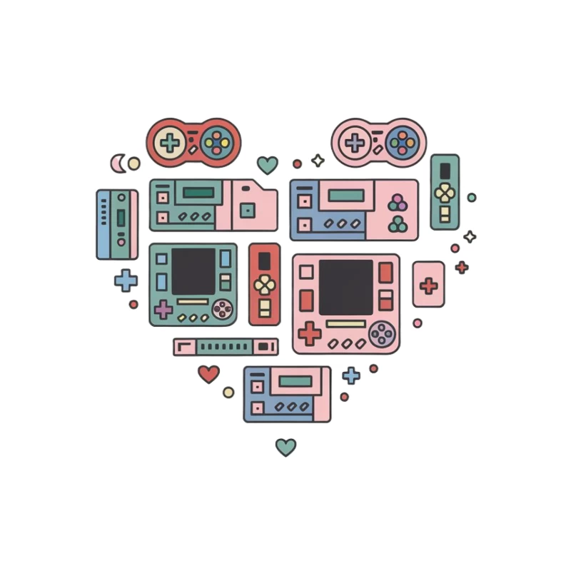 Nostalgic Heart of Retro Gaming: Pixelated Handheld Consoles Tapestry