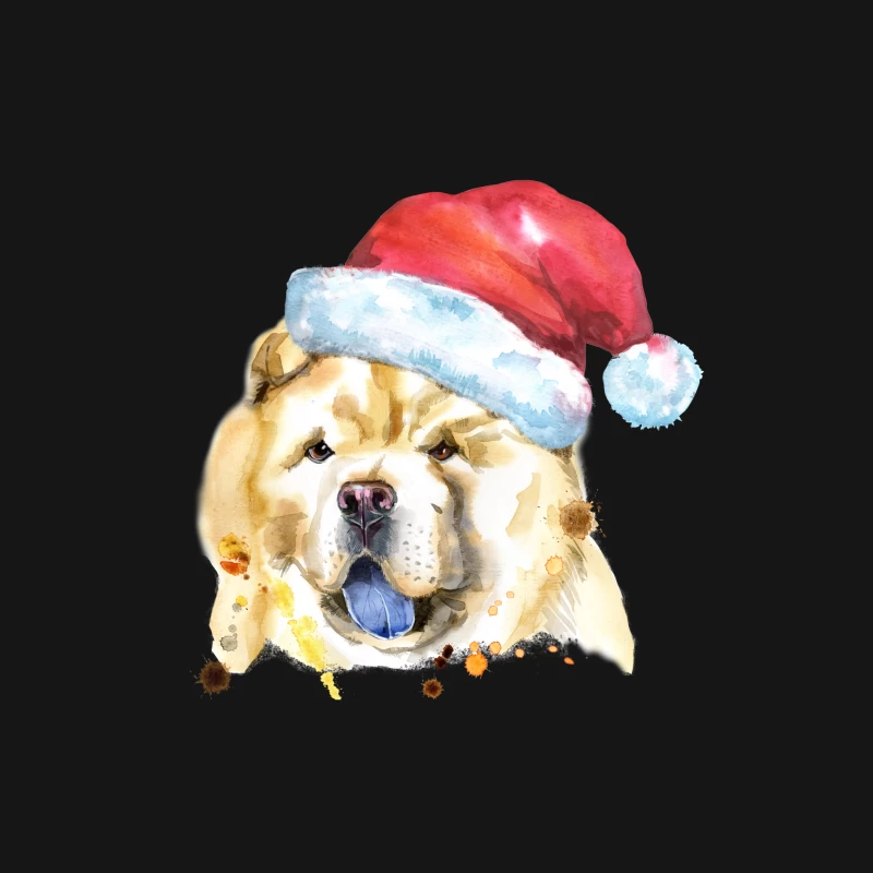 Chien de Noël avec Chapeau Rouge Homme Manches Longues T-Shirt