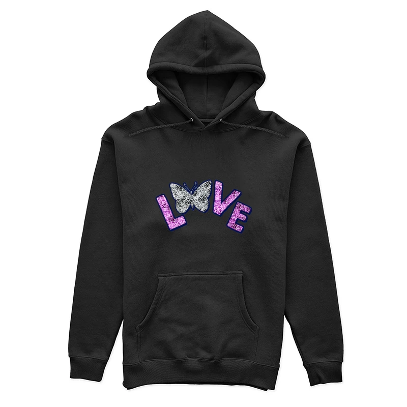 Glitzernder Schmetterlings-Love Schriftzug Damen Pullover Hoodie