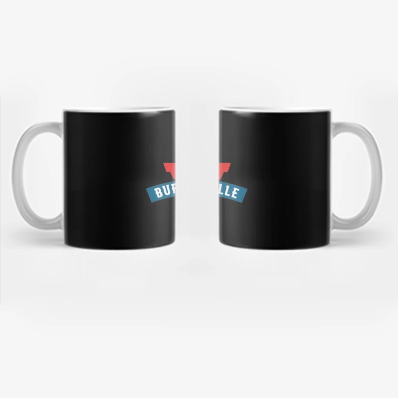 Burgerville Fast Food Restaurant Logo Design in Red and Blue Coffee Mug