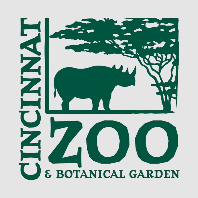 Cincinnati Zoo & Botanical Garden Logo with Rhinoceros and Acacia Tree Male Pullover Hoodie