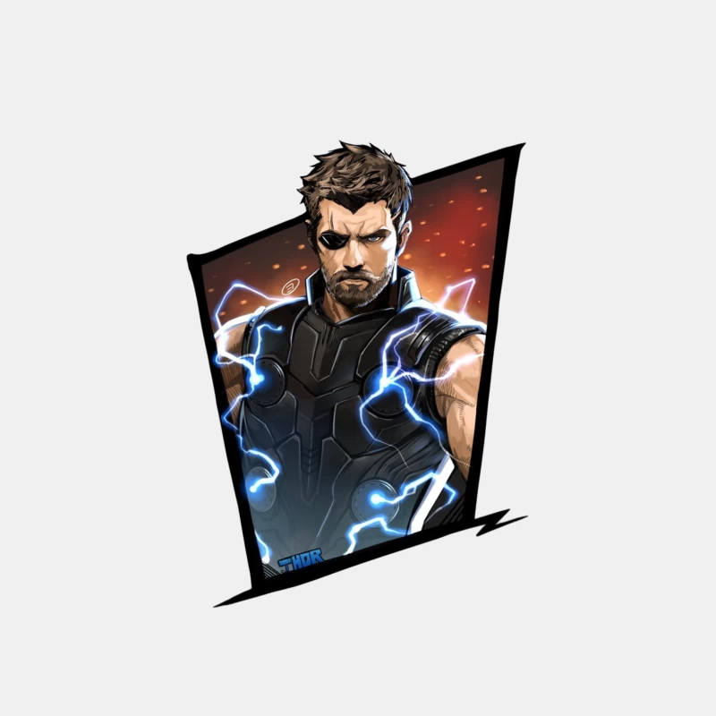 Superhero Character with Lightning Effects Male Tank Top