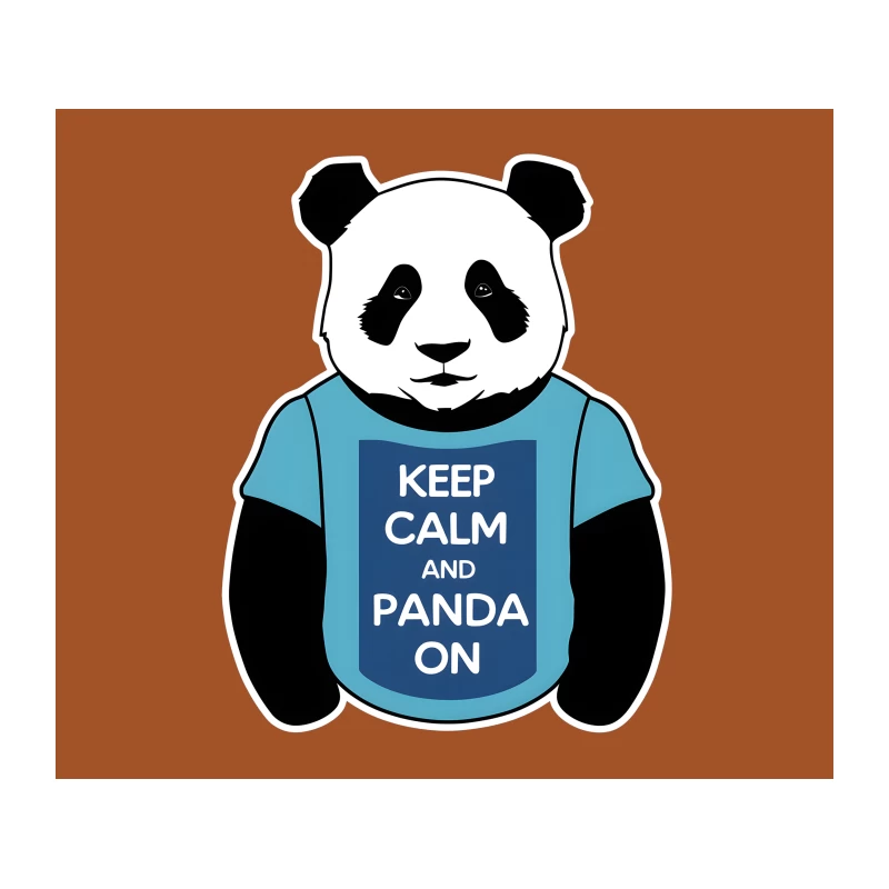 Cartoon Panda Wearing "Keep Calm and Panda On" T-shirt Tapestry