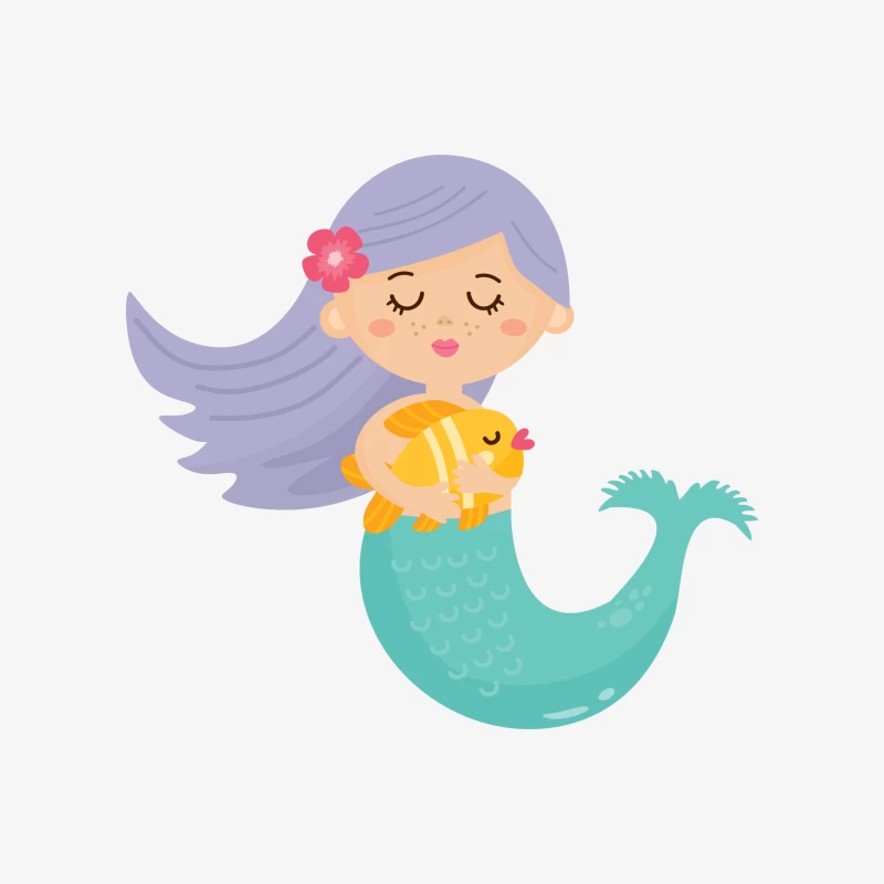 Petite sirène avec poisson Homme Sweat-shirt à enfiler