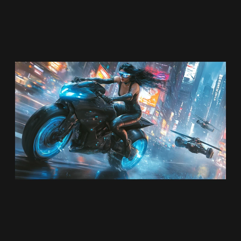 High-Speed Chase in Neon-Lit Cyberpunk Metropolis Desk Mat