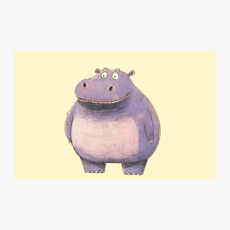 Cute Purple Cartoon Hippo Illustration Travel Mug